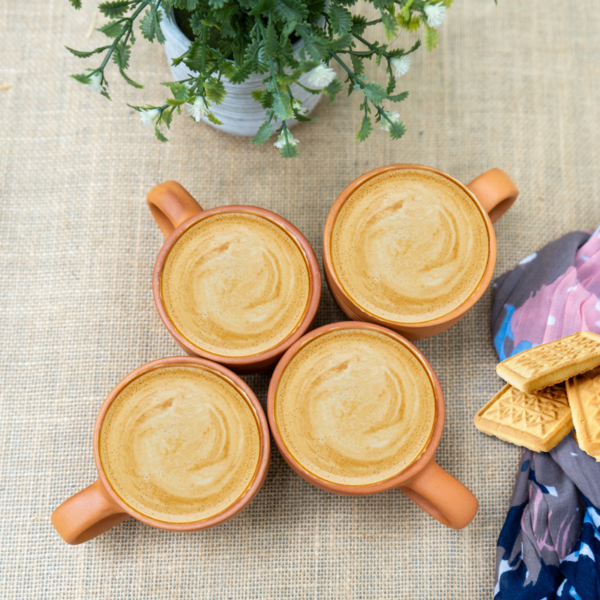 Handmade Earthen/Clay/Mitti Mugs for Tea/Coffee/Water(Set of 4)