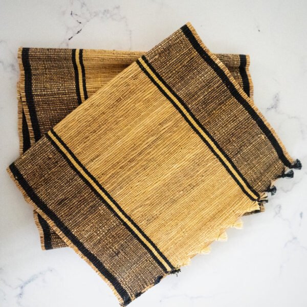 Handmade Banana Fiber Dining Table Runner 1 Piece, Black Colour