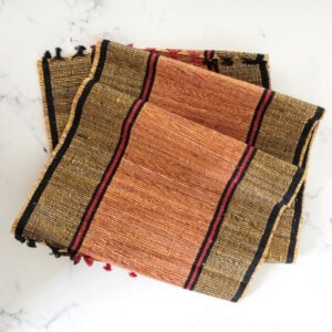 Banana Fiber Dining Table Runner 1 Piece, Maroon/Black Colour - Fabartistry