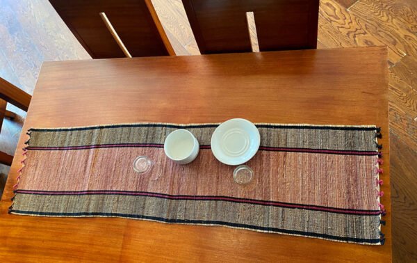 Banana Fiber Dining Table Runner 1 Piece, Maroon/Black Colour - Fabartistry