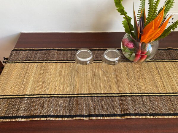 Handmade Banana Fiber Dining Table Runner 1 Piece, Black Colour